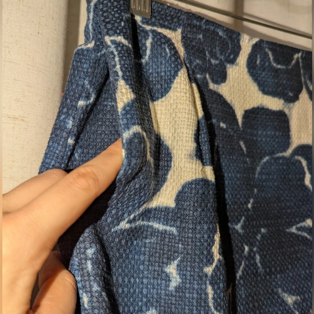 2010 Blue And White Cotton Floral Mini I Crew Skirt